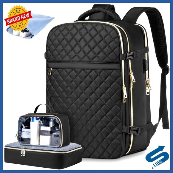 Handbags - Travel Backpack with USB Port, 15.6 Inch Laptop Compartment, 3 Packing Cubes,